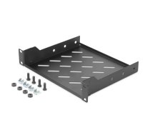 Digitus | 1U fixed shelf | DN-10-TRAY-2-B | Perfect for storing components unsuitable for 254 mm (10") spacing. Slim design occupying 1U space. Easy and quick to mount or dismount. Load capacity: 25 kg | Black (DN-10-TRAY-2-B)