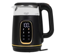 Adler Kettle with LED Display | Model AD 1305 | Electric | 2200 W | 1.7 L | Plastic | 360° Swivel Base | Black/Gold (AD 1305bg)