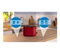 BOSCH Compact Toaster | TAT2M124 MyMoment | 950 W Power | 2 Slots | Plastic Housing | Red (TAT2M124)