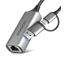 AXAGON ADE-TXCA Compact aluminum USB 3.2 Gen 1 Gigabit Ethernet 10/100/1000Mbit adapter with automatic installation, Nintendo Switch support, and USB-C to USB-A adapter (ADE-TXCA)