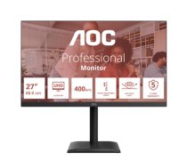 AOC | U27E4CV | 27" | IPS | UHD | 16:9 | 60 Hz | 4 ms | 3840 x 2160 pixels | 400 cd/m² | 2 HDMI ports | Black (U27E4CV)