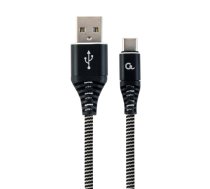 Cablexpert | Premium braided cotton Type-C USB charging and data cable, 1 m | CC-USB2B-AMCM-1M-BW (CC-USB2B-AMCM-1M-BW)