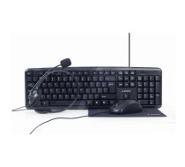 Gembird | 4-in-1 Multimedia Office Set | KBS-UO4-01 | Keyboard, Mouse, Pad, and Headset Set | Wired | Mouse Included | US | Black (KBS-UO4-01)