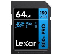 Lexar 64GB Professional 800x PRO Memory Card SDXC UHS-I Black/Blue (LSD0800P064G-BNNNG)