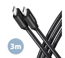 AXAGON 3 m Data and Charging USB 3.2 Gen 1 Cable | BUCM3-CM30AB | USB Type C to USB Type C (BUCM3-CM30AB)