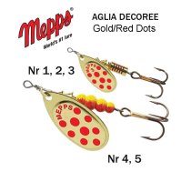 Vizulis rotējošais Mepps Aglia Gold/red dot 3.5 g