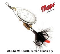 Rotējošais māneklis Mepps AGLIA MOUCHE Silver, Black Fly 1.5 g