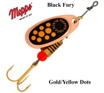 Rotējošais māneklis Mepps Black Fury Copper Yellow Dots 2 g