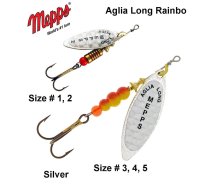 Vizulis rotējošais Mepps Aglia Long Rainbow Silver 11 g