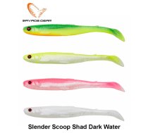 Mīkstie mānekļi Savage Gear Slender Scoop Shad tumšais ūdens 9 cm