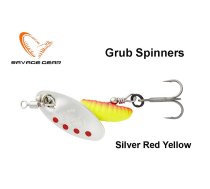 Rotējošais māneklis Savage Gear Grub Spinner Silver Red Yellow 2.2 g