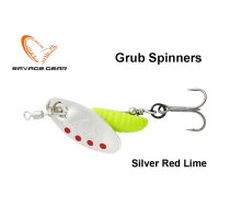 Rotējošais māneklis Savage Gear Grub Spinner Silver Red Lime 2.2 g