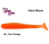 Mīkstās ēsmas Crazy Fish Vibro Worm Fluo Orange 7.5 cm