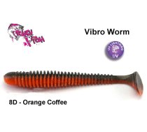 Mīkstās ēsmas Crazy Fish Vibro Worm Orange Coffee 6.5 cm