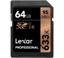 Lexar SDXC Card 64GB 633x Professional Class 10 UHS-1 (LSD64GCB1633)