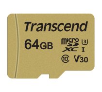 Transcend microSDXC 64GB 500S 95/60 MB/s UHS-I U3/U1, Class 10, V30 (TS64GUSD500S)