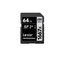 Lexar Professional 1667x SDXC 64GB Class 10, UHS-II (U3), V60, R250/W90 (LSD64GCB1667)