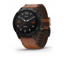 Garmin fenix 6X 51mm Black DLC with chestnut leather band (010-02157-14)