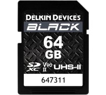 Delkin Devices SDXC 64GB BLACK UHS-II V90 U3 Read 300 MB/s, Write 250 MB/s (DSDBV9064)