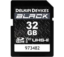 Delkin Devices SDHC 32GB BLACK UHS-II V90 U3 Read 300 MB/s, Write 250 MB/s (DSDBV9032)