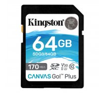 Kingston Canvas Go! Plus SDXC 64GB 170MB/s read 70MB/s write Class 10, UHS-I, U3, V30 (SDG3/64GB)