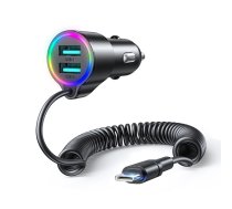 Joyroom 3-in-1 fast car charger with USB-C cable 1.5m 17W black (JR-CL24)