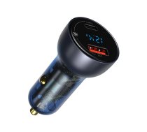 Baseus car charger USB / USB Type C 65 W 5 A SCP Quick Charge 4.0+ Power Delivery 3.0 LCD display gray (CCKX-C0G)