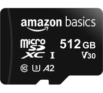Amazon Basics - MicroSDXC 512GB with SD Adapter A2 U3 Read Speed up to 100Mbps