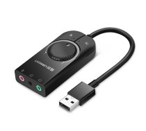 Ugreen external sound card music USB adapter - 3.5 mm mini jack with volume control 15cm black (40964)