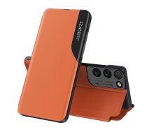 Eco Leather View Case elegant bookcase type case with kickstand for Samsung Galaxy S21 Ultra 5G orange, 1 pc.
