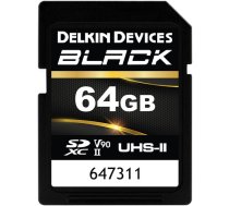 Delkin Devices SDXC 64GB BLACK UHS-II UHS-II (V90) R300/W250 Memory Card (DSDBV9064BX)