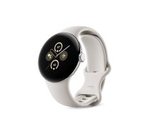 Google Pixel Watch 2 Bluetooth/Wi-Fi Aluminum case in Polished Silver / sports bracelet in Porcelain