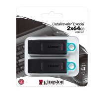 Kingston 64GB USB3.2 Gen 1 DataTraveler Exodia (Black + Teal) (64GB-2P)