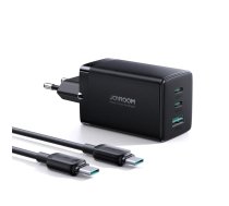 Joyroom fast GaN charger 65W USB-A, 2x USB-C black + USB-C - USB-C cable 100W 1.2m (TCG01)