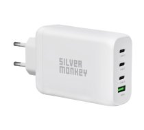 Silver Monkey GaN 130W wall charger 3x USB-C PD 1x USB-A 3.0 QC - white