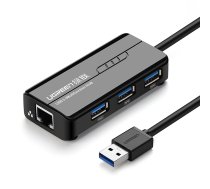 Ugreen 20265 USB-A / RJ45 1000 Mbps HUB 3x USB 3.0 network adapter - black