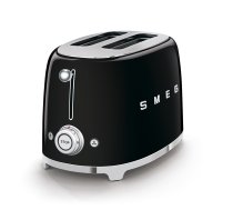 Smeg Toaster 2 slice Black, Glossy 50s Style Aesthetic TSF01BLEU