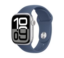 Apple Watch Series 10 GPS + Cellular 42mm Silver Aluminium Denim Sport Band S/M MWX33