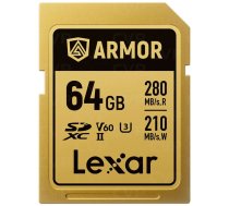 Lexar SDXC ARMOR Gold UHS-II U3, Stainless Steel, IP68 R280/W210 (V60) 64GB (LSDAMGL064G-RNNNG)