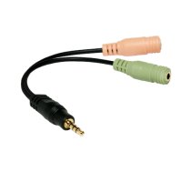Logilink | Audio jack adapter, 4-pin, 3.5 mm stereo male to 2x 3.5mm female | 0.15 m