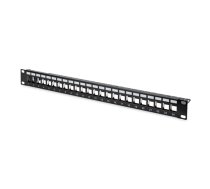Digitus | Modular Patch Panel | DN-91411 | Black | Layout Keystone Entry: Straight; Area of application: 483 mm (19") cabinet; Suitable for 483 mm (19") cabinet mounting; Housing material: 1.5 mm SPCC cold rolled stell sheet, powder-coated; Ports: 24