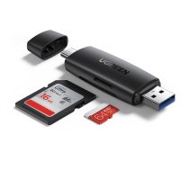 Adapter USB + USB-C UGREEN CM304 Card Reader SD + microSD (black)