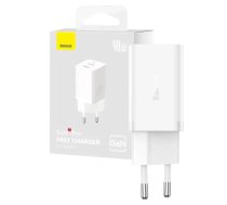 Wall Charger Baseus GaN5 40W, 2x USB C (White)