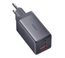 Wall charger Baseus GaN5 2x USB-C + USB, 65W + cable 1m (grey)