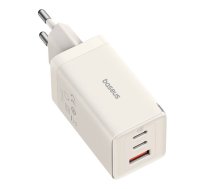 Wall charger Baseus GaN5 2x USB-C + USB, 65W + cable 1m (white)