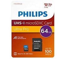 Philips MicroSDXC Card 64GB Class 10 UHS-I U3 incl. Adapter