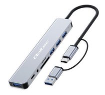 Qoltec HUB 8in1 USB C USB,USB C 4xUSB SD TF card Jack
