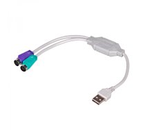 Akyga AK-AD-15 PS/2 cable 0.25 m 2x 6-p Mini-DIN USB A White