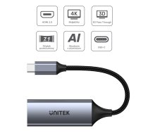 UNITEK ADAPTER USB-C - HDMI 2.0 4K@60HZ, ALU, 15CM, V1412A