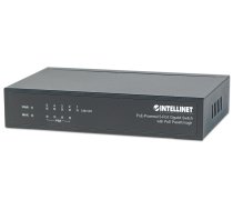 Intellinet PoE-Powered 5-Port Gigabit Switch with PoE Passthrough, 4 x PSE PoE ports, 1 x PD PoE port, IEEE 802.3at/af Power-over-Ethernet (PoE+/PoE), IEEE 802.3az Energy Efficient Ethernet, Desktop (Euro 2-pin plug)